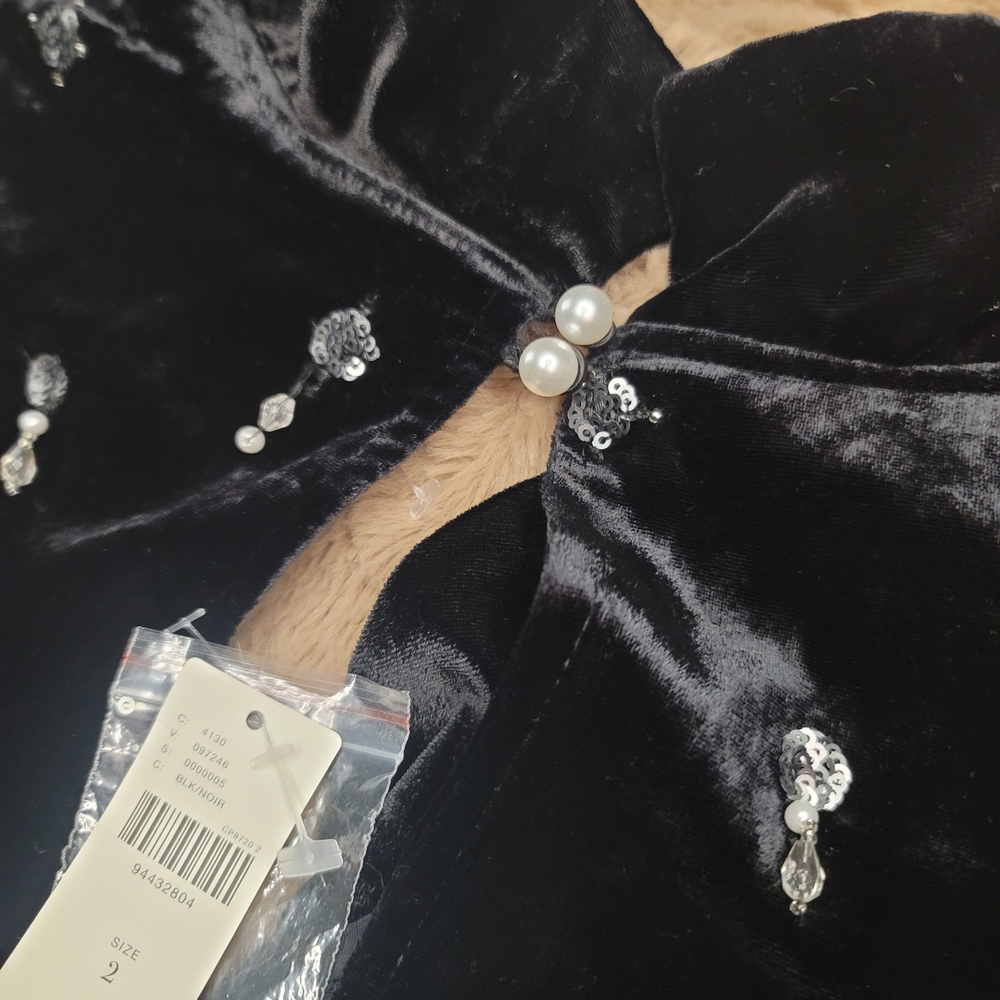 Anthropologie Maeve Black Mini Dress with Silver Accents Gala Formal Date night - Picture 10 of 10